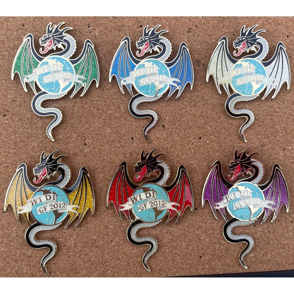 Destination Imagination 2012 Dragon Globe Glitter Wing Enamel Pin Set Of 6